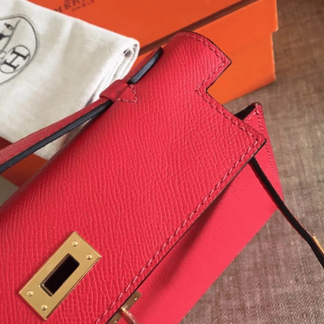 H**me5 Red Epsom Fake Designer Kelly Pochette Classic Purse