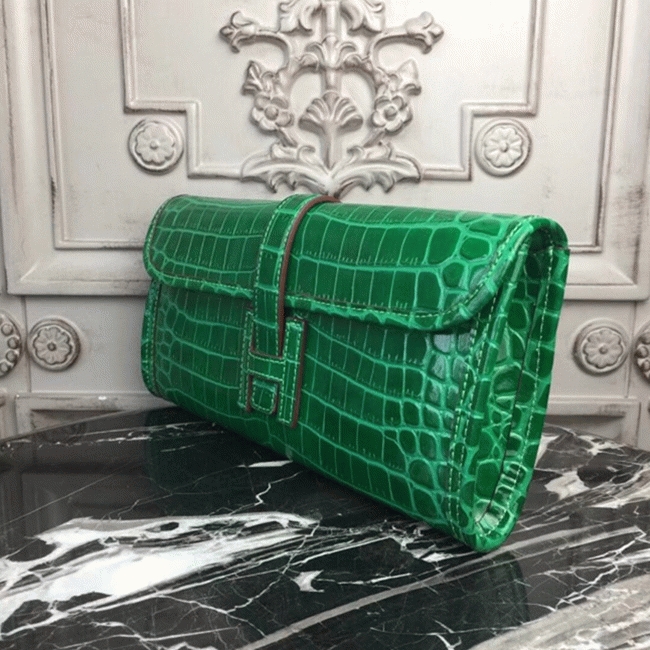Bambou Knockoff H**me5 Jige Elan 29 Green Accent Clutch