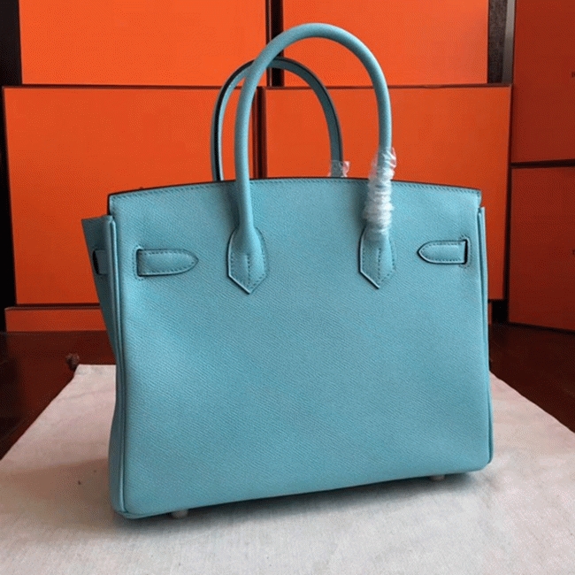 Blue Atoll Color Faux Designer H**me5 Birkin 35cm Handbag