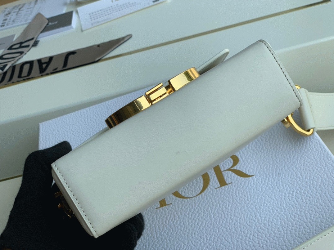 D10r 30 Montaigne Box Bag Knockoff in White Box Calfskin